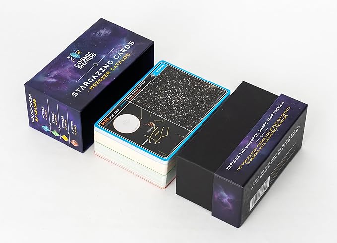 Stargazing Cards - Messier Catalog | Night Sky Exploration Kit for Telescopes & Binoculars | Flashcards with Star Charts, Astrophotography & Facts | Perfect Astronomy & Space Gift for Kids & Adults