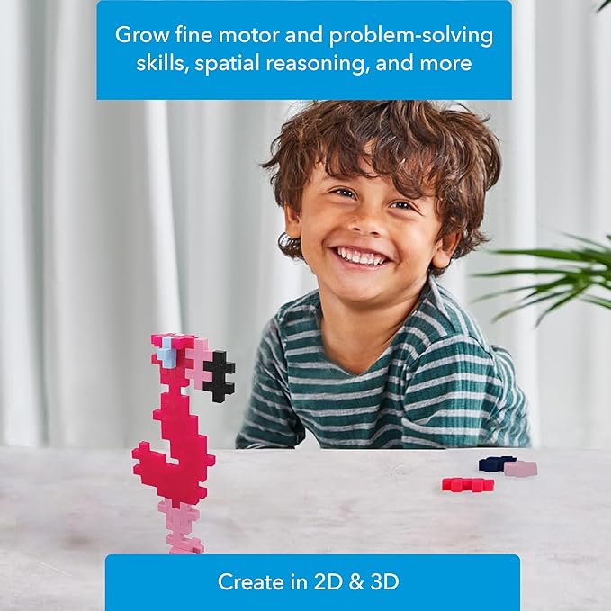 PLUS PLUS Big - Instructed Tube - 15 Piece Flamingo - Construction Building Stem/Steam Toy, Interlocking Large Puzzle Blocks for Toddlers and Preschool