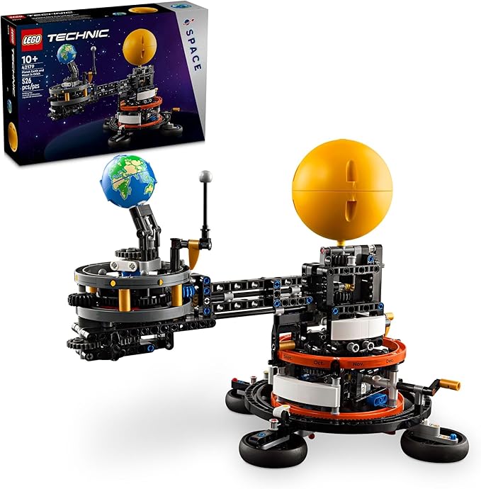 LEGO Technic Planet Earth and Moon in Orbit Building Set, Outer Space Birthday Gift for 10 Year Olds, Solar System Toy for Imaginative, Independent Play, Space Room Décor for Boys & Girls, 42179