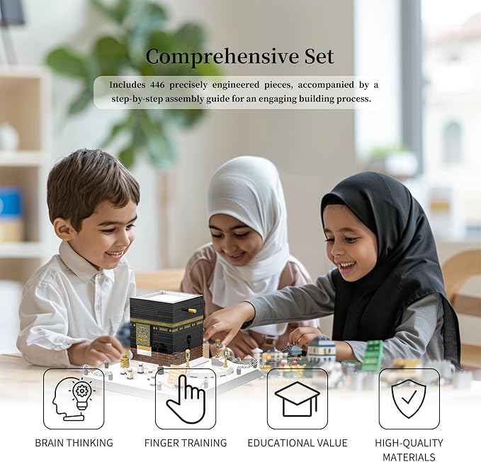 Architecture Kaaba Mecca Building Blocks Sets Islamic Kaaba Mosque Model Building Kits Toys Eid Gift for Muslim Adults Kids Teens 446 PCS