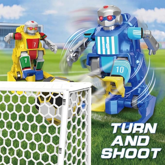 X-Verse Robot Toys for Kids, Dual Remote Controlled Soccer Robot with Lights - Soccer Game Mode, Soccer Robots with Soccer, Soccer Field and Goalposts, Christmas Birthday Gift for Boys