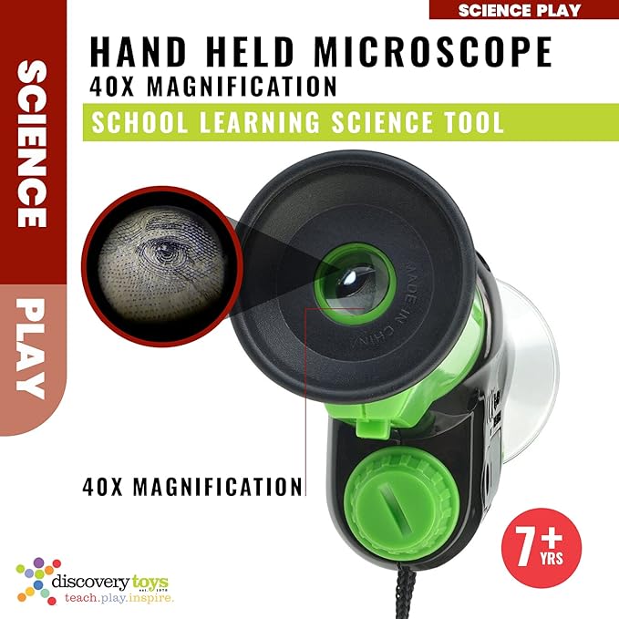Discovery Toys Handheld Microscope for Kids | 40x Magnification LED – STEM Science Kit | Pocket Microscope Toy | Educational Toy Explorer Gift | Portable Mini Scope for Ages 8+ | Explore IT!