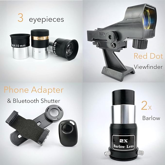 SpectrumOI Telescope for Adults and Kids, 102mm (4") Refractor Telescope, Beginner Telescope for Adults and Kids 8-12, EQ Mount Telescope, Telescopio Profesional with Phone Adapter Wireless Remote…