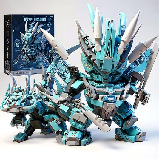 Dragon Mecha Transforming,Mechanical Robot Dragon-Shaped Model Building Block Toy Set, Cool Warrior, Suitable as a Christmas Birthday Gift for Adults or Children