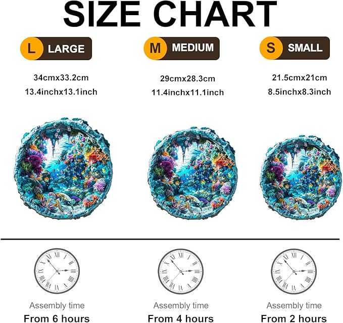 Wooden Puzzle for Adults-Wooden Puzzle Unique Shape Advanced 3D Seabed Wooden Jigsaw Puzzle for Adults and Kids,Best Gift,Wood Puzzles,Challenge Wooden Jigsaw Puzzle (S-8.5 * 8.3in-100pcs)