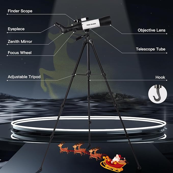 FREE SOLDIER Telescope 70mm Aperture 500mm Refractor Telescope for Adults High Powered - Professional Astronomical Refracting Telescope for Adults Beginners with Phone Adapter White
