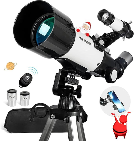 Telescope for Adults Astronomy Beginners - 70mm Aperture and 400mm Focal Length Astronomical Refractor Telescope Great Astronomy for Christmas with Package, White