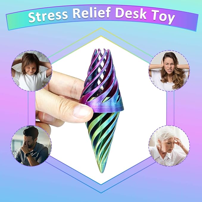 3PCS Impossible Cone,3D Printed Spiral Cone Fidget Toys,Impossible Pyramid Passthrough Sculpture,Stress Relieving Toys for Adults and Kids,Stocking Filler White Elephant Gifts (Red Green)