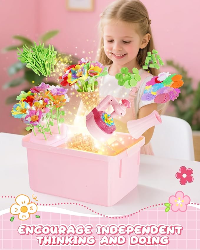 MISSOLO DIY-Crafts for Kids-Toys for Ages 4-13-Arts and Crafts for Kids-Develop Children's Critical Thinking Skills-Gifts for Kids-Fabric Flower Bouquets Toy -SIncludes Toy Storage Box