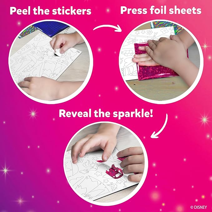 Skillmatics Foil Fun - Disney Princess, Mess-Free Art & Craft Kits for Kids, DIY Creative Travel Toys, Perfect Christmas Gifts for Fans of Moana, Cinderella, Ariel, Jasmine, Ages 4, 5, 6, 7, 8, 9