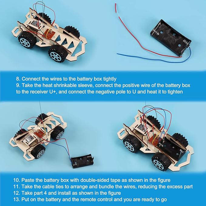 Wooden Wireless Remote Control Racing Car Kit F4,Science Experiment Kit,Science Experiment Kit for Applicable to Youth Age,Robotic Stem Project Model Car Kits to Build