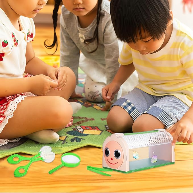 SAFIGLE Insect Observation Box for Kids with Transparent Critter Cage Outdoor Nature Exploration Toy Butterfly Kit and Bug Habitat Portable 7.16 X 3.62 X 3.22 Inch Explorer Kit