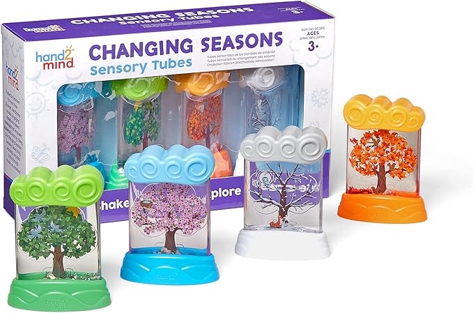 hand2mind Changing Seasons Sensory Tubes, Quiet Fidget Toys for Kids 3-5, Toddler Science Weather Toys, Calm Down Corner Supplies, Preschool Classroom Must Haves