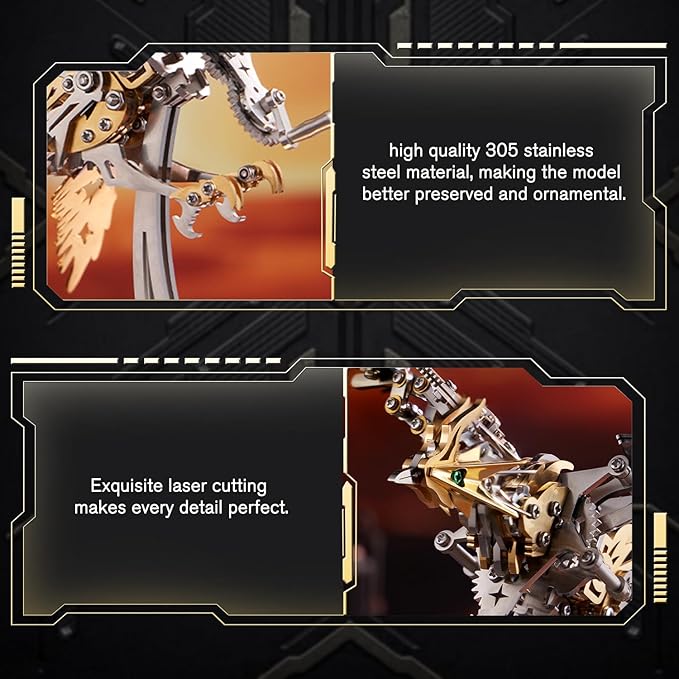 Microworld 3D Metal Puzzle for Adults, Phoenix 3D Metal Model Kits, Mechanical Challenge 3D Puzzle, DIY Animal Difficult 3D Puzzles Home Decor Art Craft Gifts (Gold)