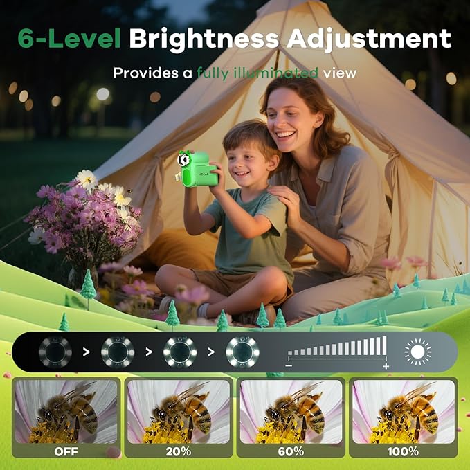 HP60 IPS Microscope for Kids: [Auto On & Off] [3-in-1] 2" Portable Handheld Microscope Miniscope, Pocket Mini Scope Educational Science Kit, Christmas Birthday Gifts for Kids, PC View, Green