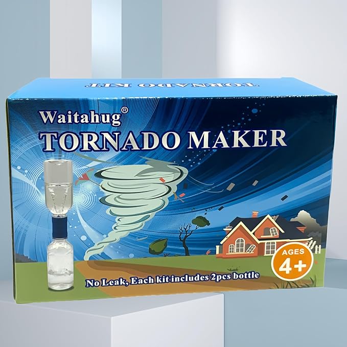 Tornado Maker, Weather Toys, Ultra-Light Aluminum Connecting Tube, Including 2 Empty Bottles, Watertight Tornado Toy, Suitable for Kids' Science Experiments (Blue)