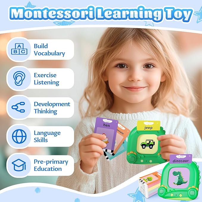 Talking Flash Cards for Toddler, Kids Learning Toys, Children's Sensory Education Speech Therapy Toys,Montessori Learning Educational Present for 3+ Year Old with 224 Sight Words