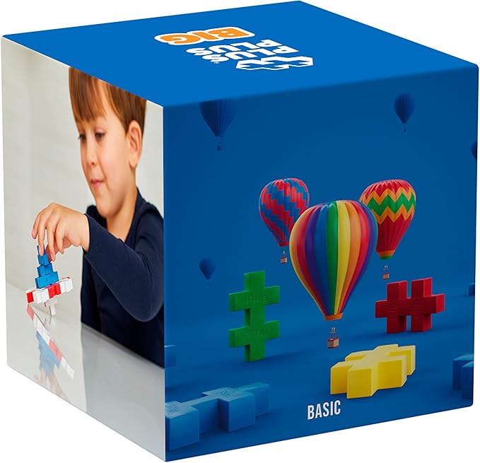 PLUS PLUS BIG - Open Play Set - 100 Piece - Basic Color Mix, Construction Building Stem Toy, Interlocking Large Puzzle Blocks for Toddlers and Preschool