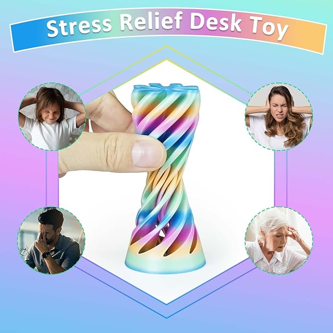 3PCS Impossible Cone,3D Printed Spiral Cone Fidget Toys,Impossible Pyramid Passthrough Sculpture,Stress Relieving Toys for Adults and Kids,Stocking Filler White Elephant Gifts (Candy Color-1)