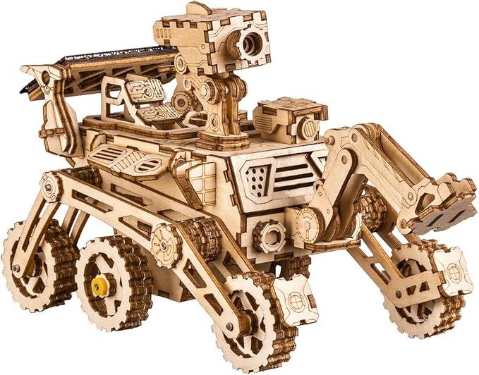 ROKR Assemble Solar Energy Powered Cars-Moveable 3D Wooden Puzzle Toys-Funny Teaching Educational-Home Deco-Model Building Sets-Best Christmas,Birthday Gift for Adult (Curiosity Rover)