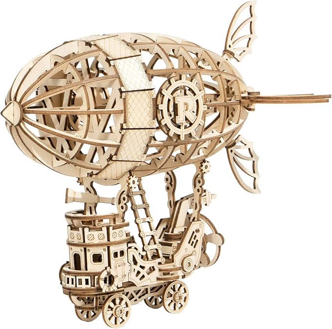 Rolife 3D Wooden Puzzle Airship for Kids and Adults - Model Building Kit, Educational Brain Teaser, Ages 8-10 (7.1in*5in*6.5in)