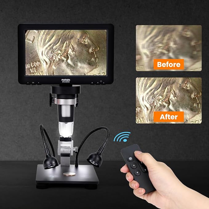 Digital Microscope 100-1600X with 7-inch LCD Screen, MatataStudio Wireless USB Microscopes,Professional Microscope for Kids Adults