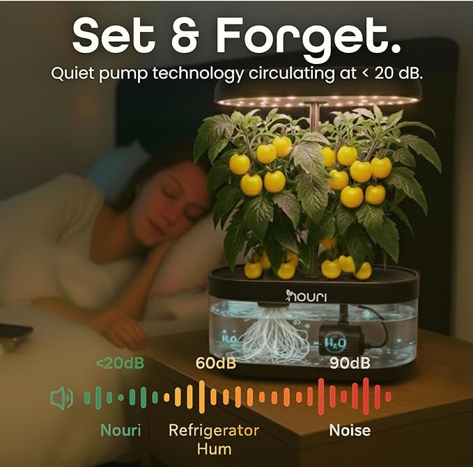 Nouri 7 Pod Smart Garden for Home Cooks | w/Heirloom Tomato | Hydroponics Growing System | LED Grow Lights | Indoor Herb Garden Kit | Herb Growing Kit Indoors for Plant Lovers, Gardeners, Kitchen