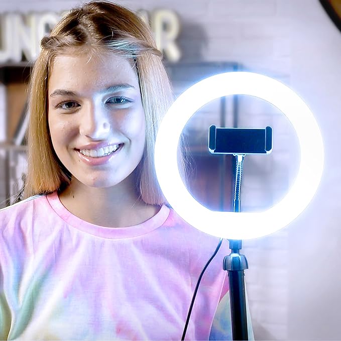 So DIY TikTok Instagram YouTube Ring Light with Green Screen and Phone Mount Tripod. Studio Creator Influencer Video Creator Kit