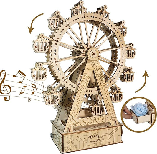 3D Wooden Puzzle Gear Ferris Wheel Music Box You are My Sunshine Handmade Assembly Model Kit Holidays Brthdays