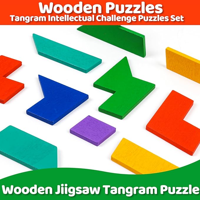 Wooden Puzzles,Geometric Shape Logic Hexagon Puzzle Toys Brain Teasers STEM Montessori Educatioanl IQ Board Games for Kids Boys Girls Ages 3+ (4 Pack)