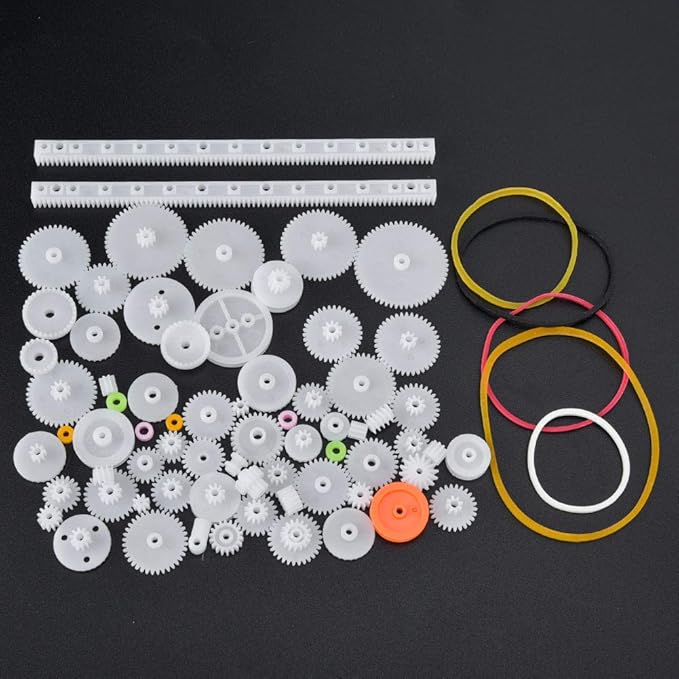 Marhynchus 75pcs Plastic Gear Belt Pulley Shaft Sleeve Set DIY Robot Parts DIY Toy Components DIY Project Kit for Motor Toy