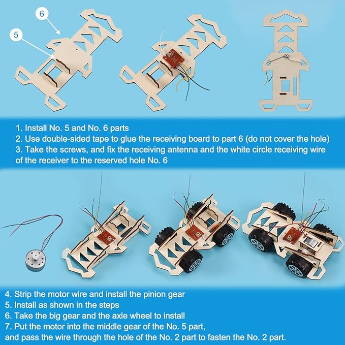 Wooden Wireless Remote Control Racing Car Kit F4,Science Experiment Kit,Science Experiment Kit for Applicable to Youth Age,Robotic Stem Project Model Car Kits to Build