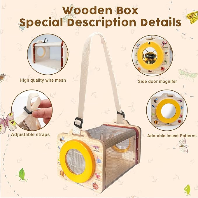 Bug Catcher Kit for Kids, 10 PCS Outdoor Explorer Set with Insect Cage, Butterfly Net, Magnifying Glass, Compass & ID Cards, STEM Nature Exploration Toys for Boys Girls, Backyard Adventure Gift