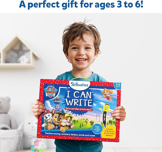 Skillmatics I Can Write PAW Patrol - Reusable Preschool Learning Activities, Educational Toy and Game, Back to School Supplies, Gifts for Students, Kids, Toddlers Ages 3, 4, 5, 6