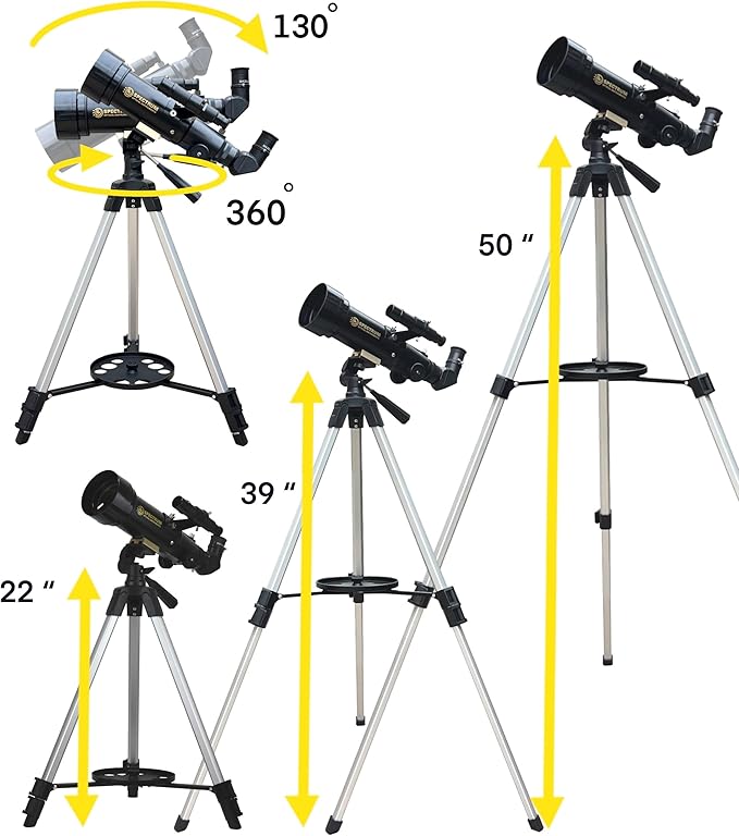 SpectrumOI Telescope for Kids, Telescope for Adults Astronomy Gifts for Kids 8-12 - Premium Refractor 70mm Aperture with Carry Bag and Phone Holder