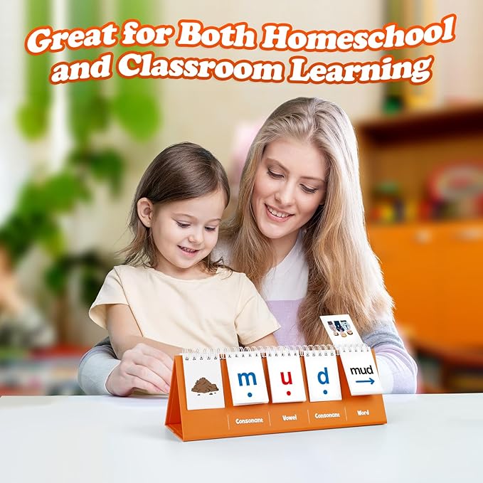 Aizweb CVC Word Games,Phonics Games Flash Card for Preschool Kindergarten Classroom,Learn to Read,Reading Manipulative Spelling Educational Toy Learning Activity Speech Therapy Teacher School Supplies