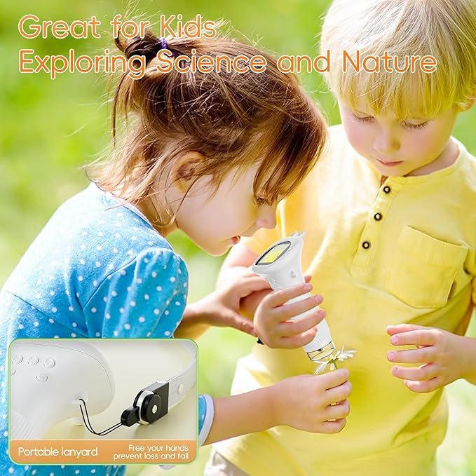 Microscope for Kids, SKYBASIC 2" IPS Screen 1000X Handheld Digital Microscopes HD Pocket Portable Mini USB Microscope Camera, PC Compatible, Science Edu Fun Birthday Gifts Toys for Children Students