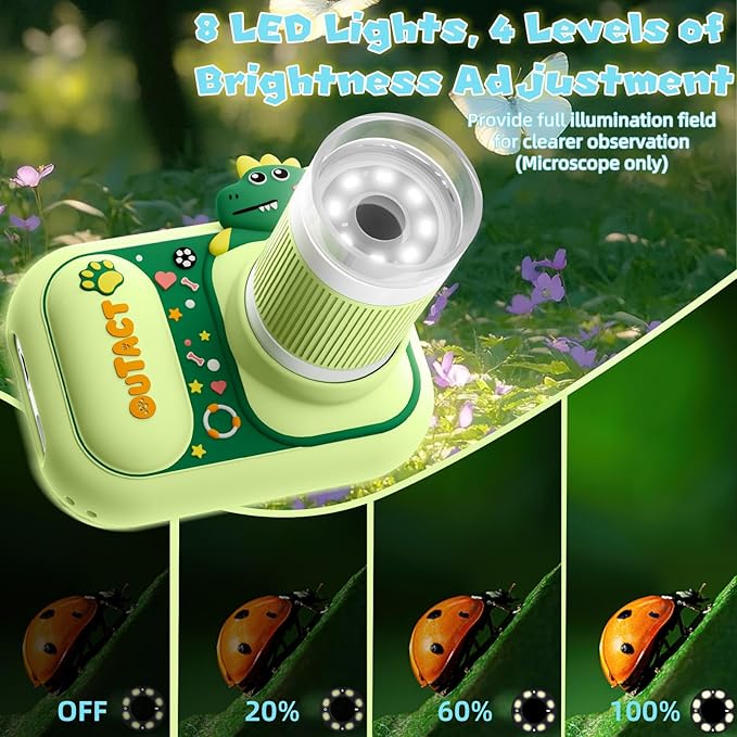 Microscope for Kids Handheld Mini Portable Digital Rechargeable 1000X with 2.4 Screen 1080P 3 in 1 Microscope Photography Recording Edu Gift Age 4-6 8-12 Children Students
