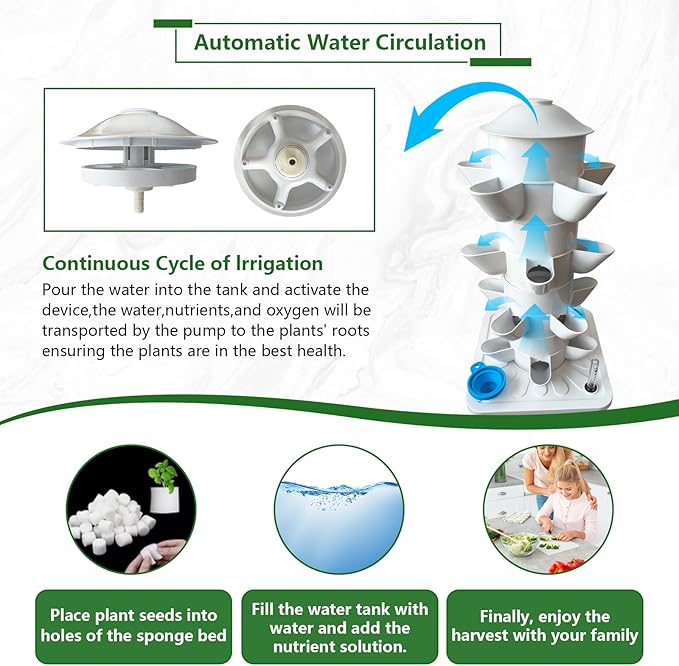 35 Plants Hydroponic Tower, Hydroponics Growing System Tower, Hydroponics Tower with Timer Automatic Watering, Vertical Hydroponic Tower, Planter Germination Kit for Herbs Vegetables Fruits