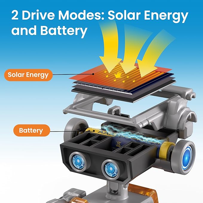 AOHU Solar Robot Building Kit Christmas STEM Gift for Boys Aged 8-13, DIY 15-in-1 Educational Science Building Toy, Solar or Battery Powered Robotic Set for Children Birthday with 212 Pieces