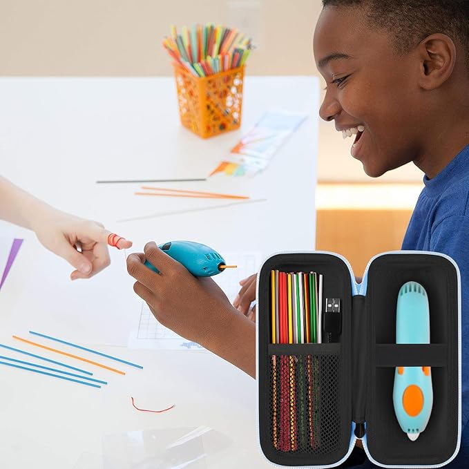 Leayjeen Storage Case Compatible with 3Doodler Start+ Essentialsfor 3D Pen Set for Kids, Fit for 3D Printing Pen Carrying case(Case Only)-Blue