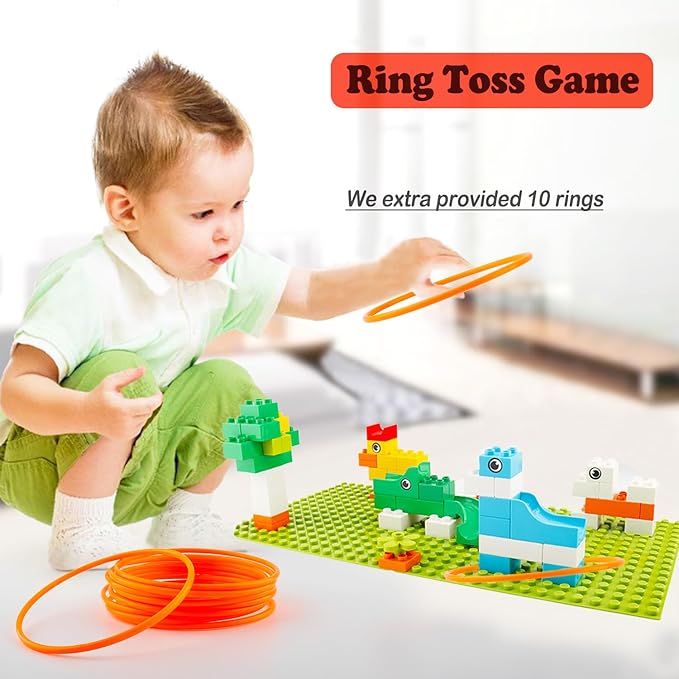 Marble Run Building Blocks for Kids Age 3-8, 128 Pcs STEM Building Bricks Set with Toss Ring Game, Educational Learning Toys for Toddlers Boys Girls Gifts- Compatible with All Major Brands