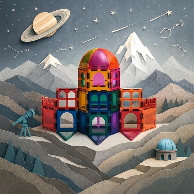Magnetic Building Tiles, 48 Piece Architectural Dome Set for Boys Girls Kids, Educational Creative Learning Activity Building Block Toddler Toys, Children Ages 3 Years +