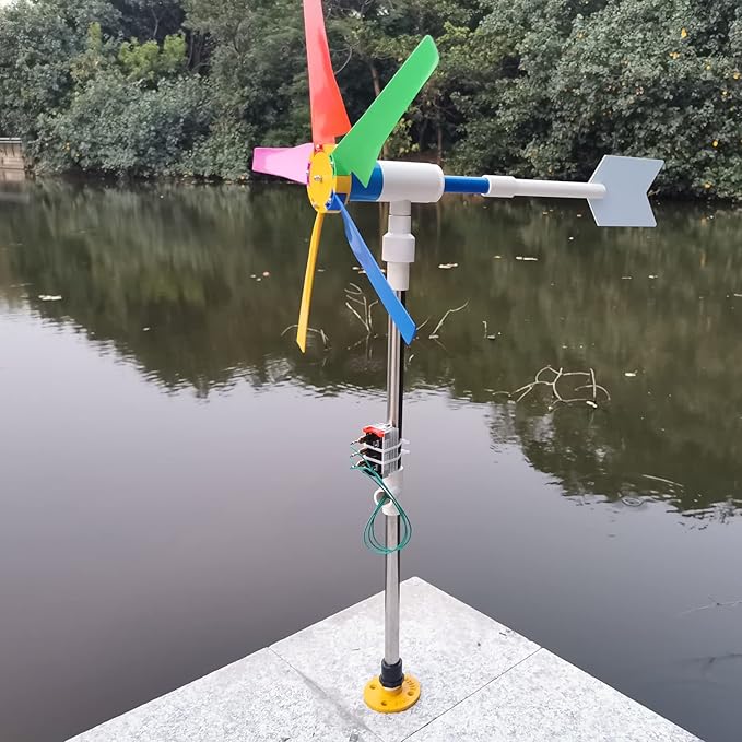 DIY Small Wind Turbine Generator Kit and Light Strip for Backyard Decoration Free Energy Generator Garden Spinner Windmill Decor 18 Inches Diameter
