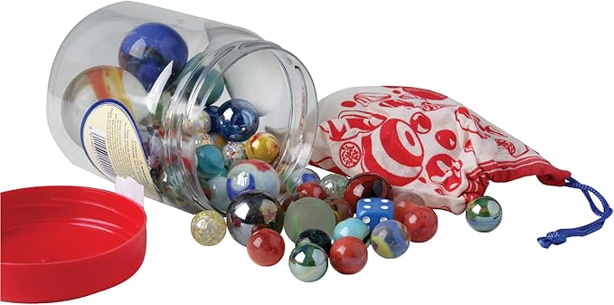 Classic Glass Marbles Set - 50 Pieces Assorted Colors and Sizes, Marbles for Kids, Marbles Bulk Collection, Traditional Marble Game Set for Children