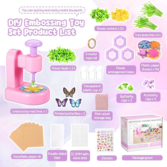 DIY Flower Craft Kit, Fabric Flower Bouquets Toys, DIY Craft Kits Toys Flowers Making Kit for Kids, Creative Christmas Birthday Gifts for Girls