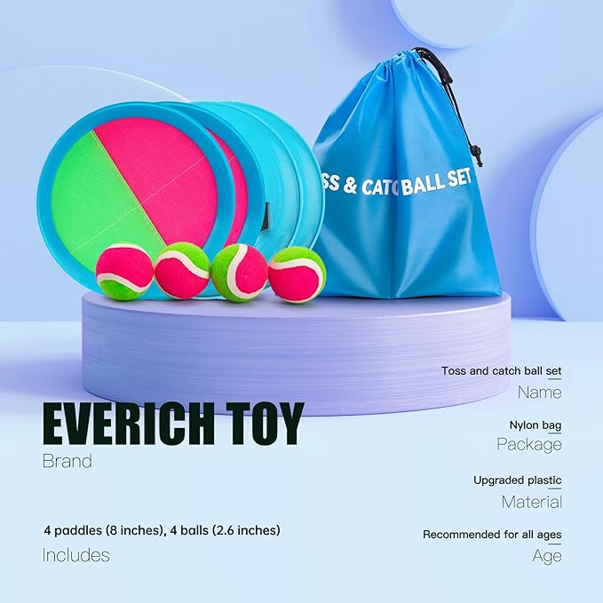 EVERICH TOY Upgraded Toss and Catch Ball Game Set, Outdoor Games for Kids Toys, Stocking Stuffers for Family Games, Beach Pool Yard Christmas Toys Birthday Gifts for Boys Girls 3 4 5 6 7 8-12 Year Old