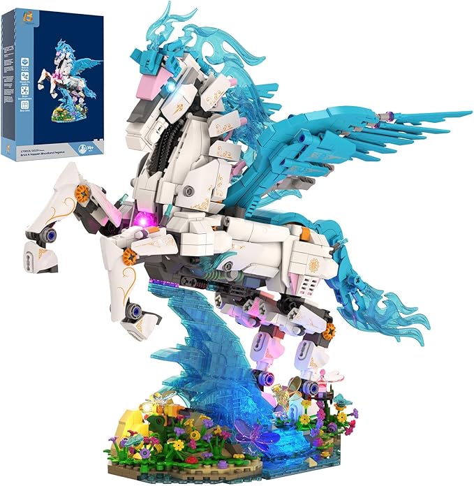 Woodland Pegasus Building Block Sets, Fantasy Flying Horse Collectible Display Model Kit, 1615 Pcs Building Toys for Home Office Decor, Creative Birthday Gifts for Adults Teens 14+