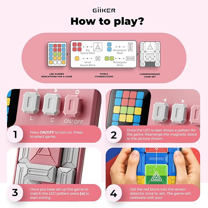 GiiKER Super Slide Puzzle Games, Original 500+ Challenges Brain Teaser Puzzle, Toys for Kids Teens, Travel Games Birthday Stocking Stuffers for Boys Girls, Activities for Road Trips