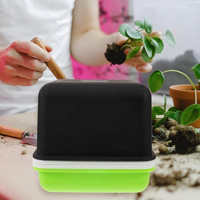 Kisangel Sprouting Tray Micro Growing Kit with Lid, Multi-Hole Plant Germination Container for Indoor Seed Starting and Vegetable Growing, Small Square Hydroponic Peanut Sprout Nursery Box